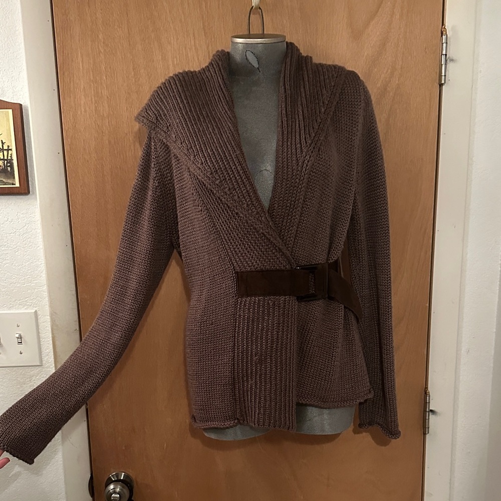 Soft Surroundings Brown Cardigan with Belt